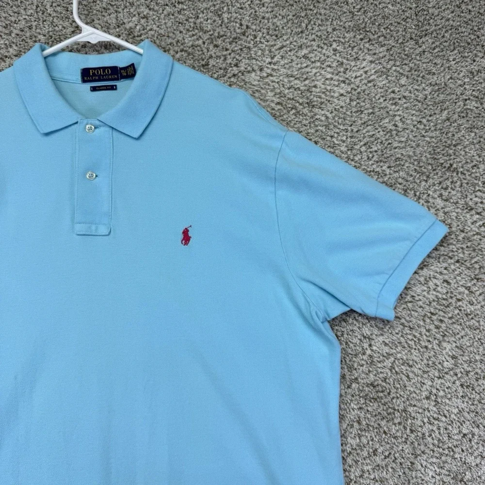 Polo Ralph Lauren Polo Shirt Men's Size XL Blue Classic 100% Cotton Knit Rugby